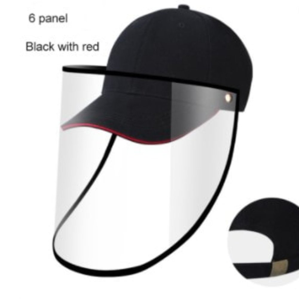 Baseball Hat Removable Full Face Coverage Sneeze Shield Cap with Plastic Shield